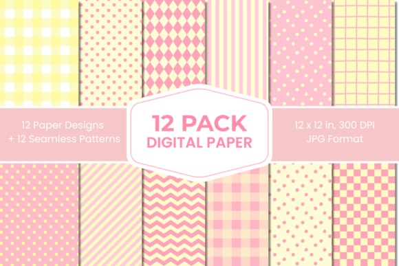 Download Yellow Pink Pastel Digital Paper Pack 12 - Pack Collection
