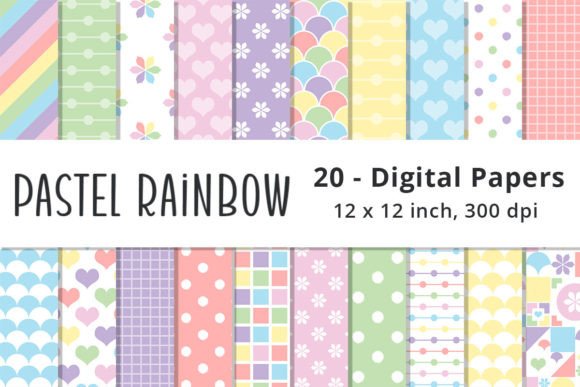 Download Rainbow Color Pastel Digital Paper Pack - Pack Collection