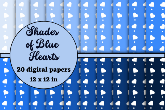 Download Shades of Blue Hearts Digital Papers - Hearts digital paper Collection