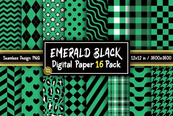 Download Emerald Green&amp;Black Digital Paper  Pack - Pack Collection