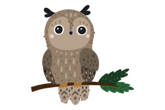 Download Cute Owl Sitting on Tree Branch. Forest - Cute owl Collection