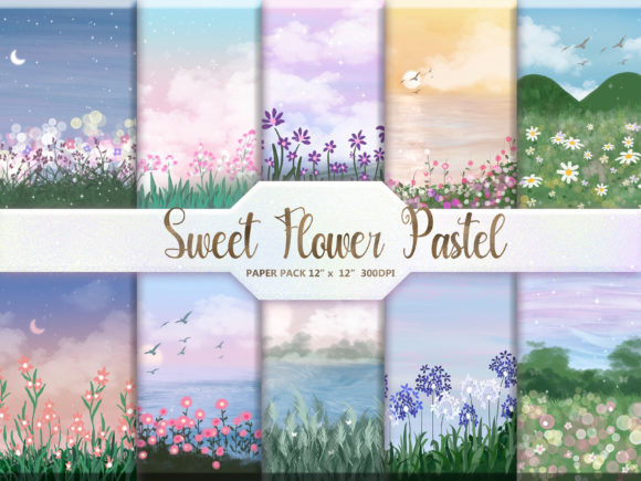 Download Sweet Flower Pastel Digital Paper Pack - Pack Collection