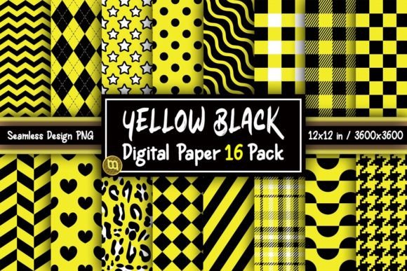 Download Yellow &amp; Black Digital Paper 16 Pack - Pack Collection