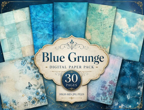 Download Dark Blue Watercolor Digital Paper Pack - Pack Collection