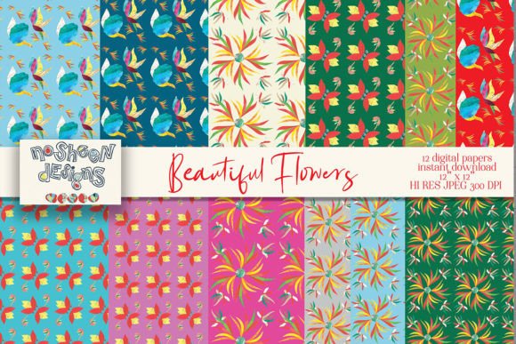 Download Flowers Scrapbook Digital Paper Pack - Pack Collection