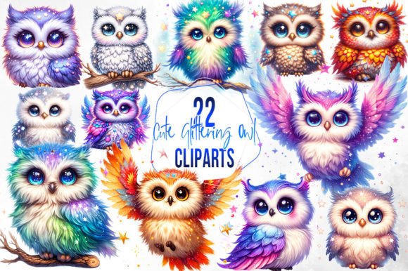 Download Glittering Cute Owl Sublimation Clipart - Cute owl Collection