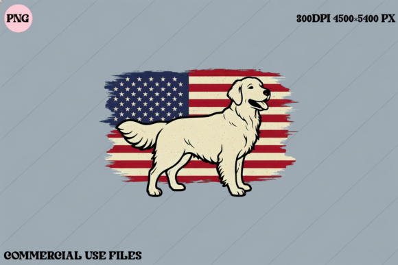 Download Golden Retriever USA Flag Dog Graphic - Golden Collection