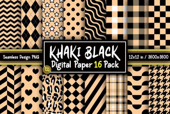 Download Khaki &amp; Black Digital Paper 16 Pack - Pack Collection