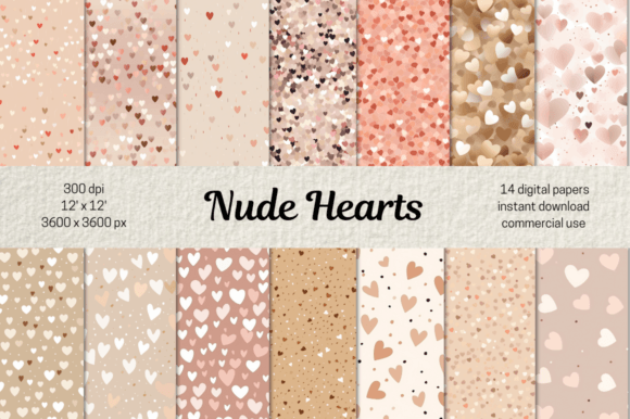 Download Valentines Nude Hearts Digital Papers - Hearts digital paper Collection