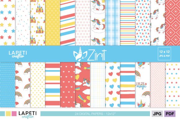 Download Unicorn Digital Paper Pack for Scrapbook - Pack Collection