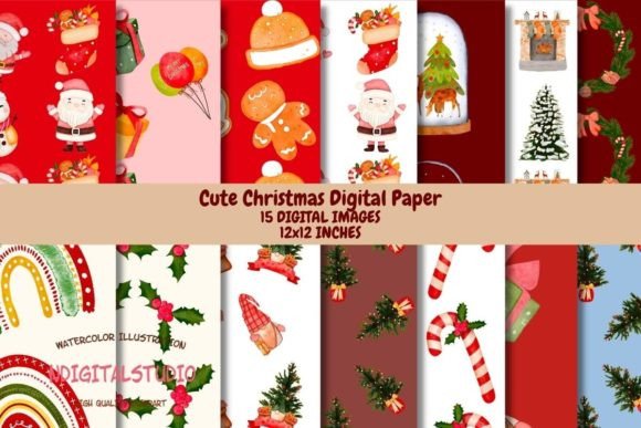 Download Cute Christmas Digital Paper Pack - Pack Collection