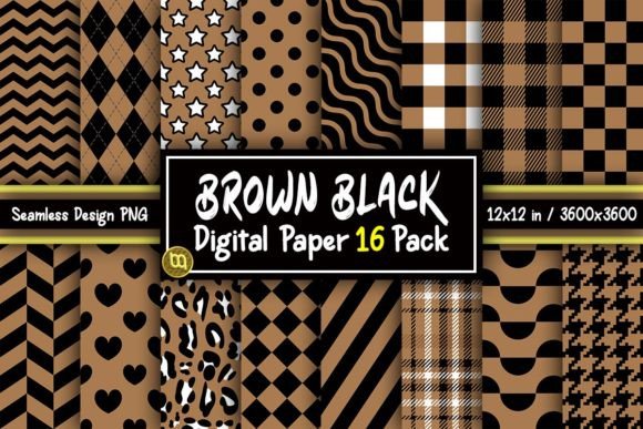Download Brown &amp; Black Digital Paper 16 Pack - Pack Collection