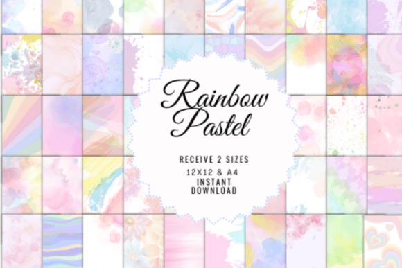 Download Rainbow Pastel Digital Paper Pack - Pack Collection